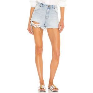 Rolla's Women's High-Rise Distressed Denim Shorts Blue Size 31 Summer Cut-Offs